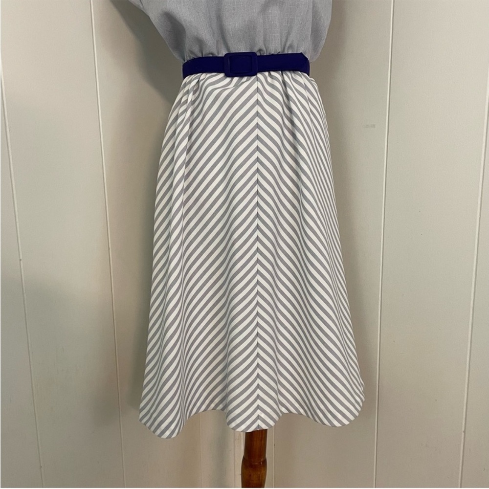 Vintage 70s Dress Women’s M Stripe Cap Dolman Sleeve A-Lime Blouson‎ Midi - Picture 3 of 10